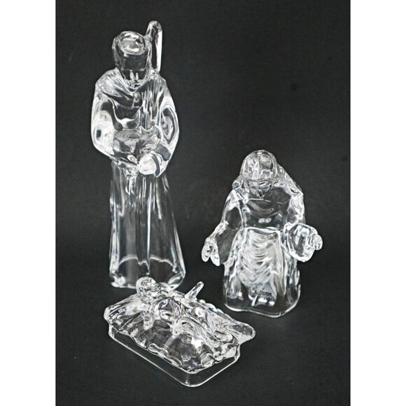 Vintage Mikasa Crystal Nativity Figurines Mary Joseph Baby Jesus - Picture 1 of 5